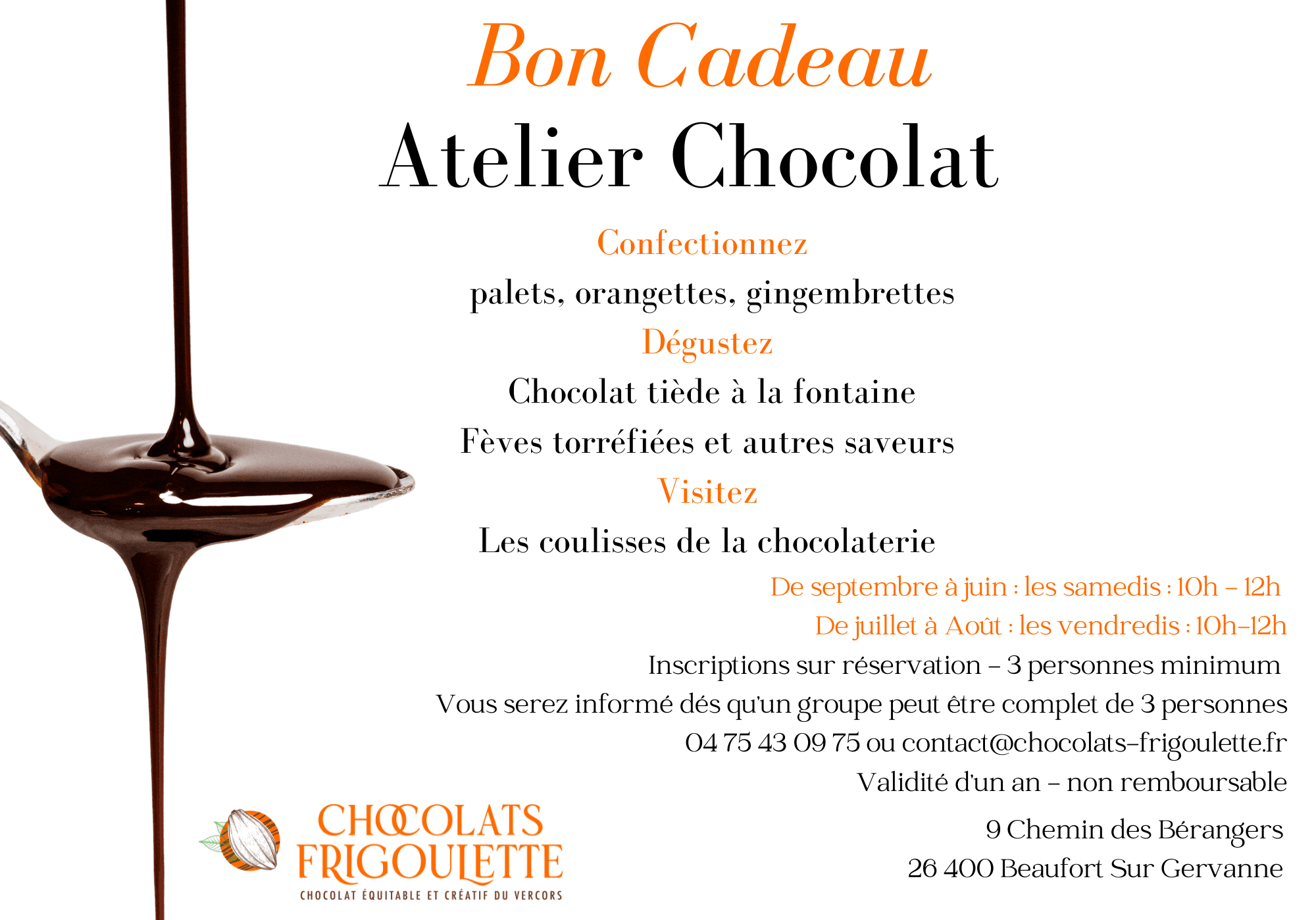 Bon cadeau - Atelier 100% Chocolat