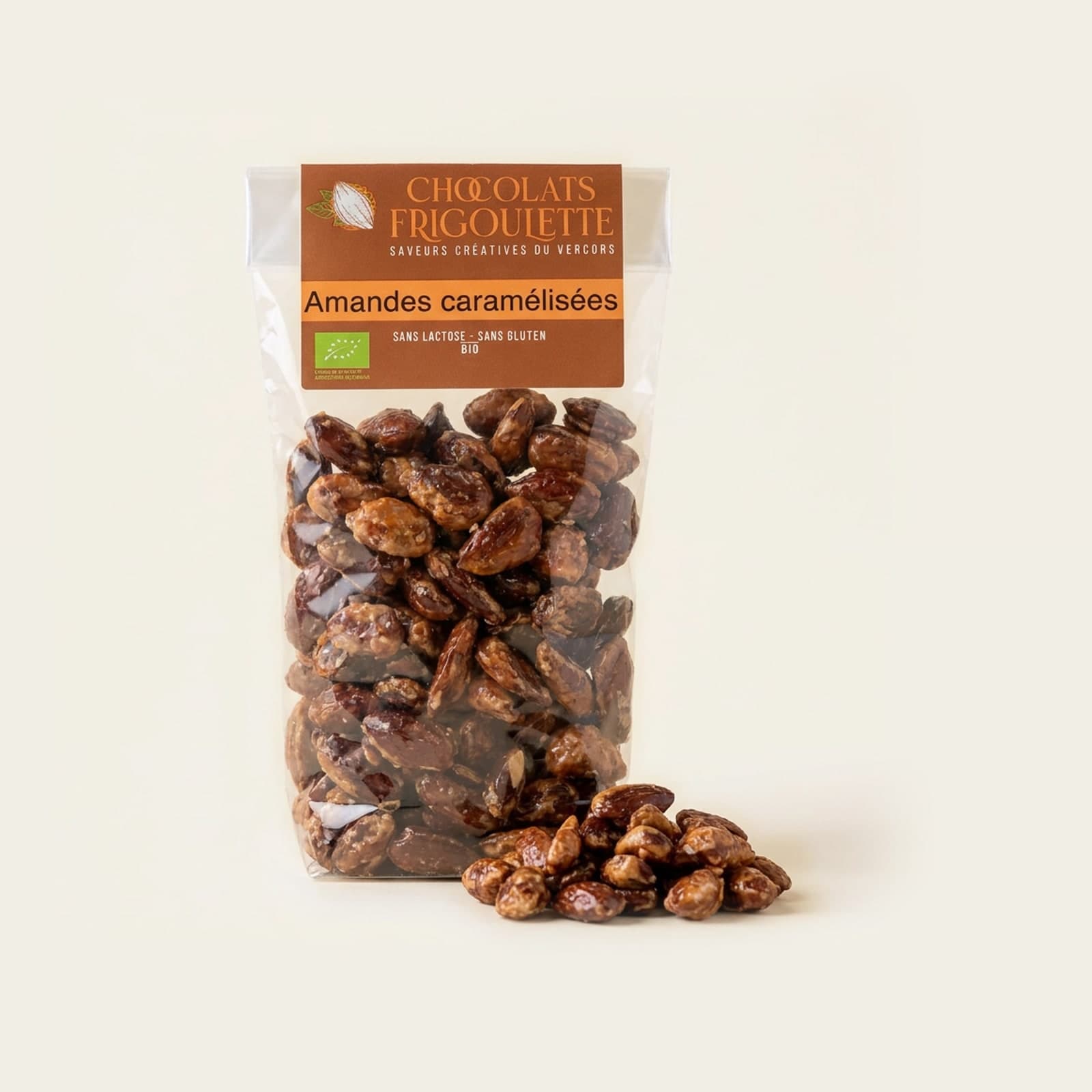 Amandes caramélisées, chocolats Frigoulette