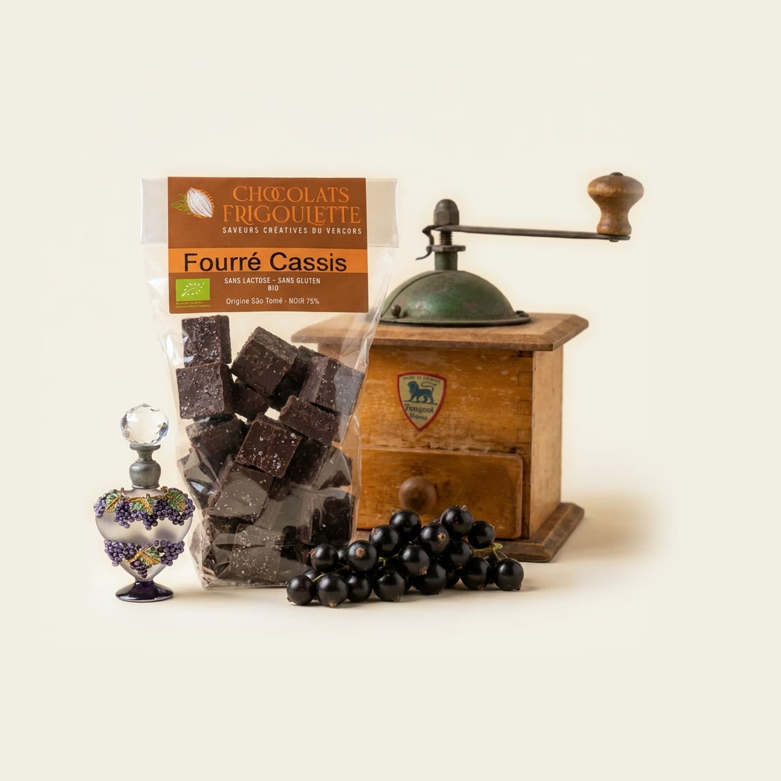 Fourré Cassis, chocolats Frigoulette
