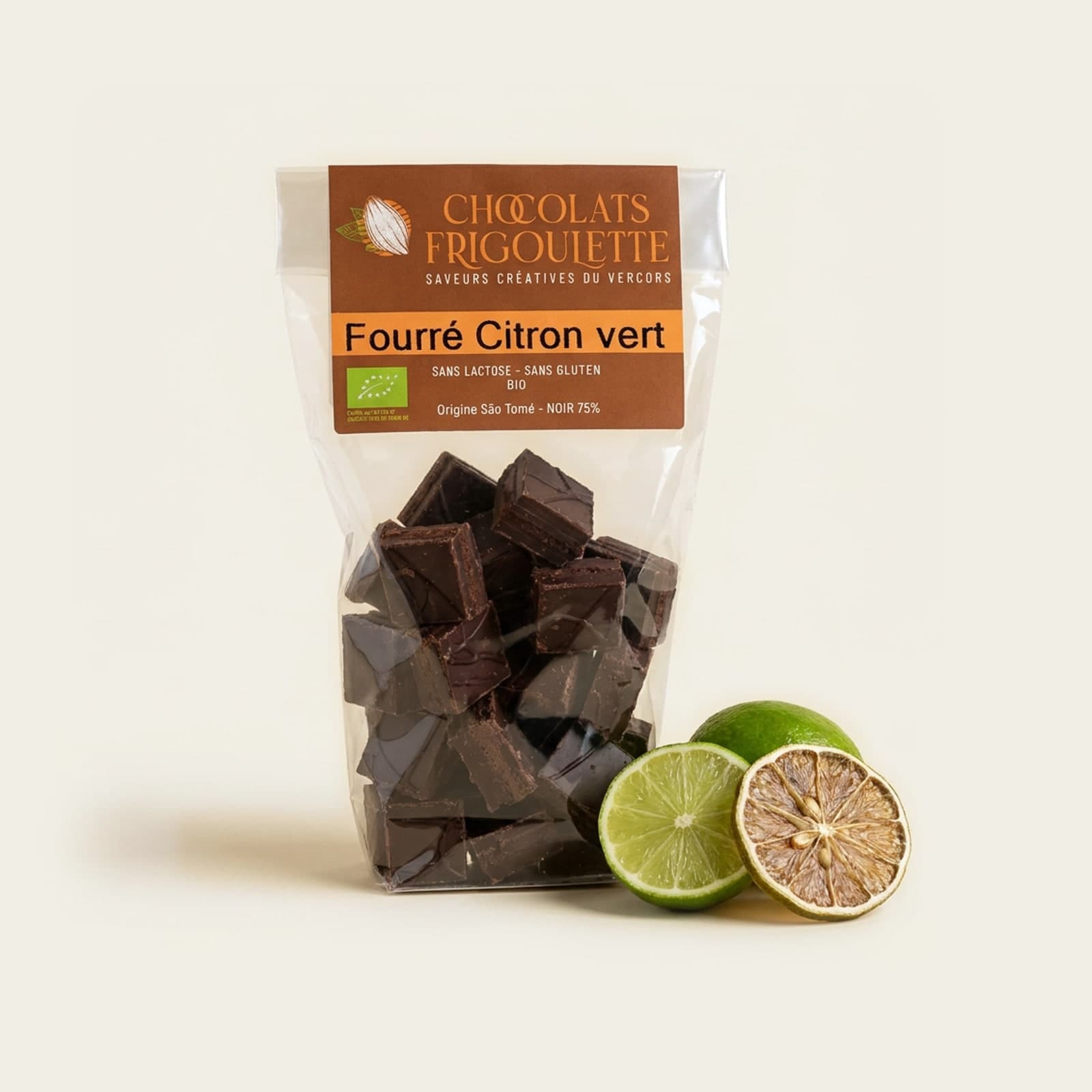 Fourré Citron vert, chocolats Frigoulette