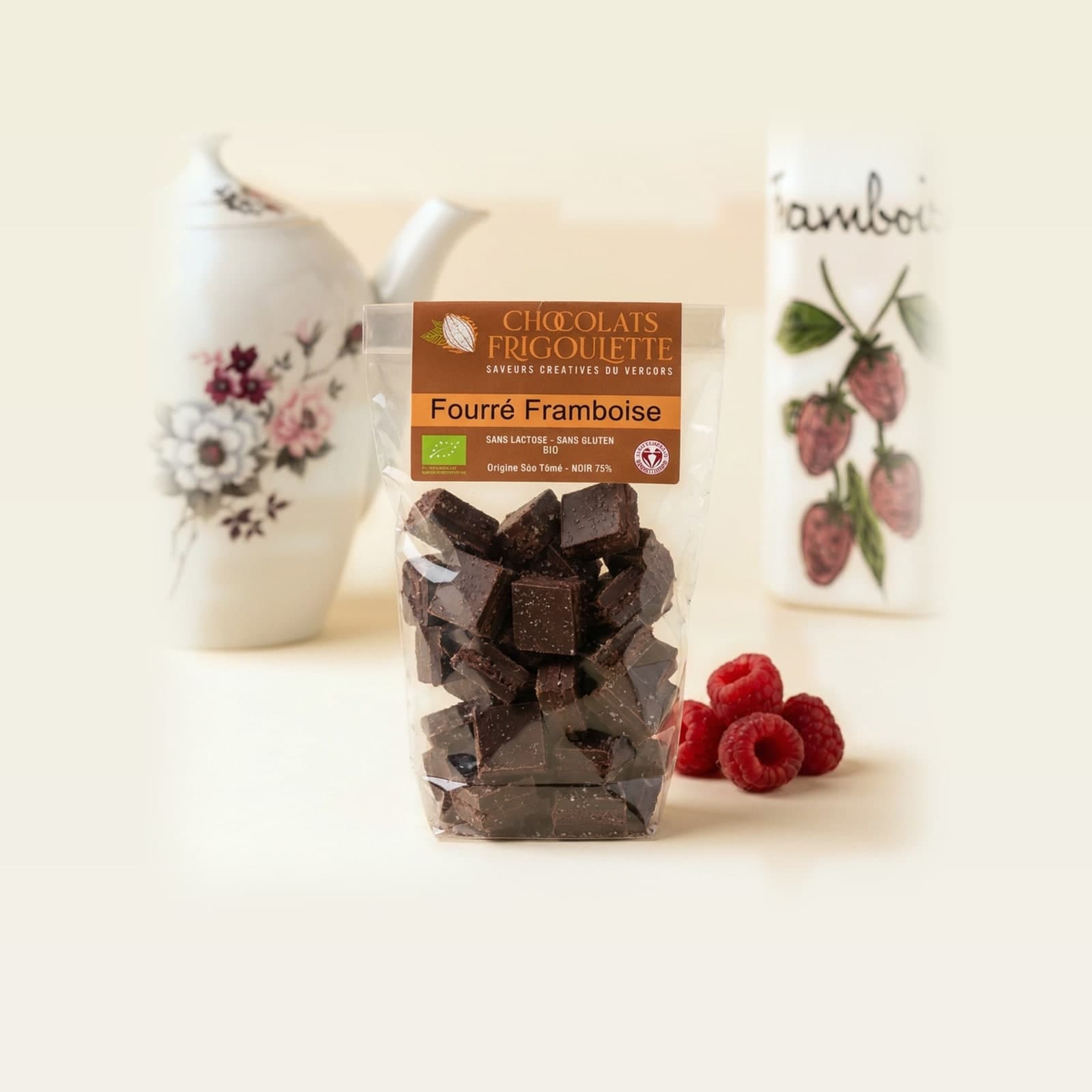 Fourré Framboise, chocolats Frigoulette