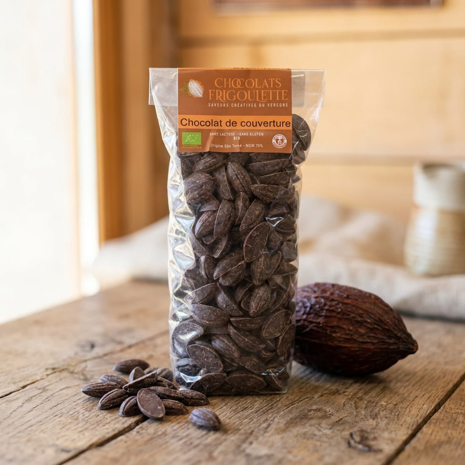 Chocolat noir pour patisserie - 500g Frigoulette, mis en scène