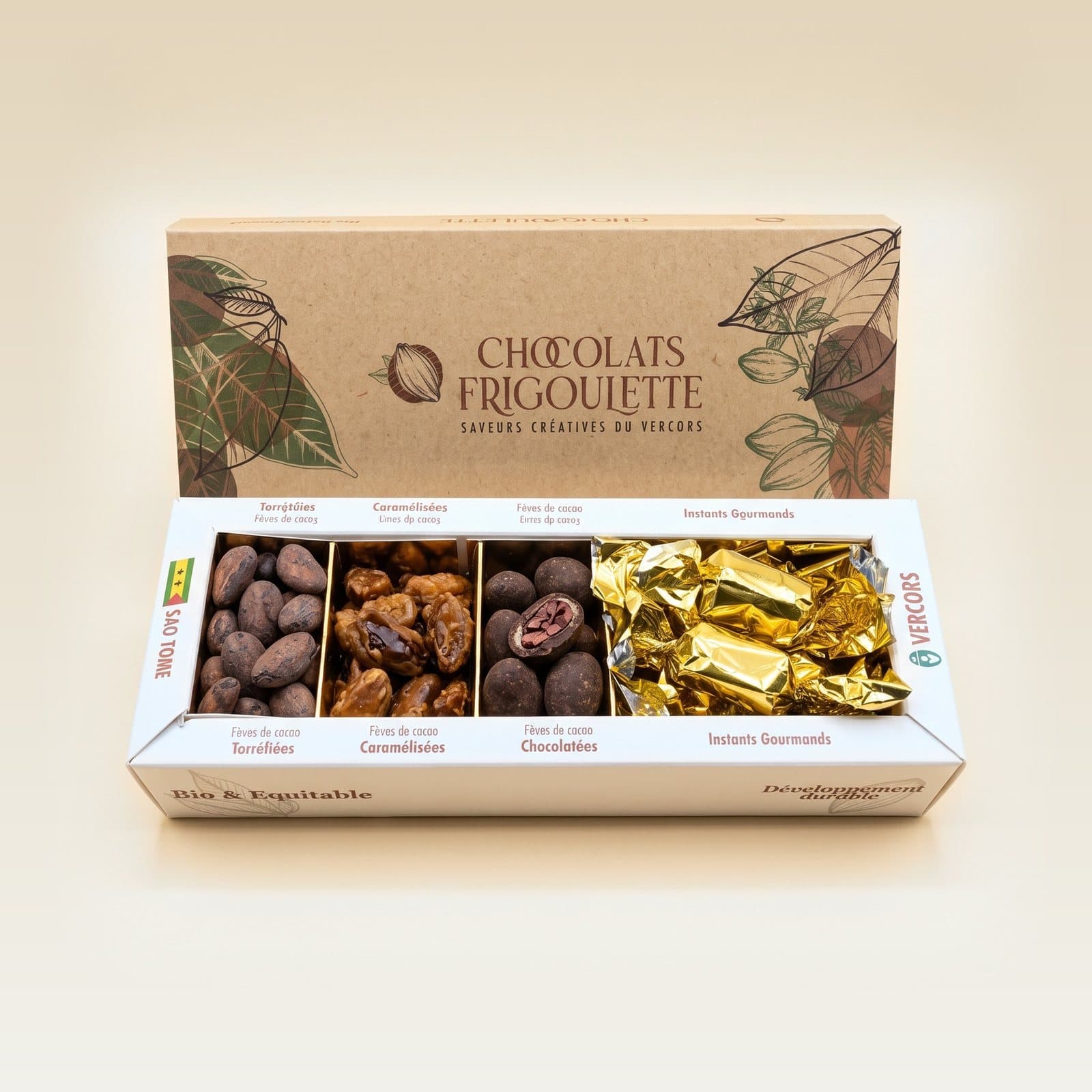 Coffret découverte des Fèves de Sao Tomé, chocolats Frigoulette