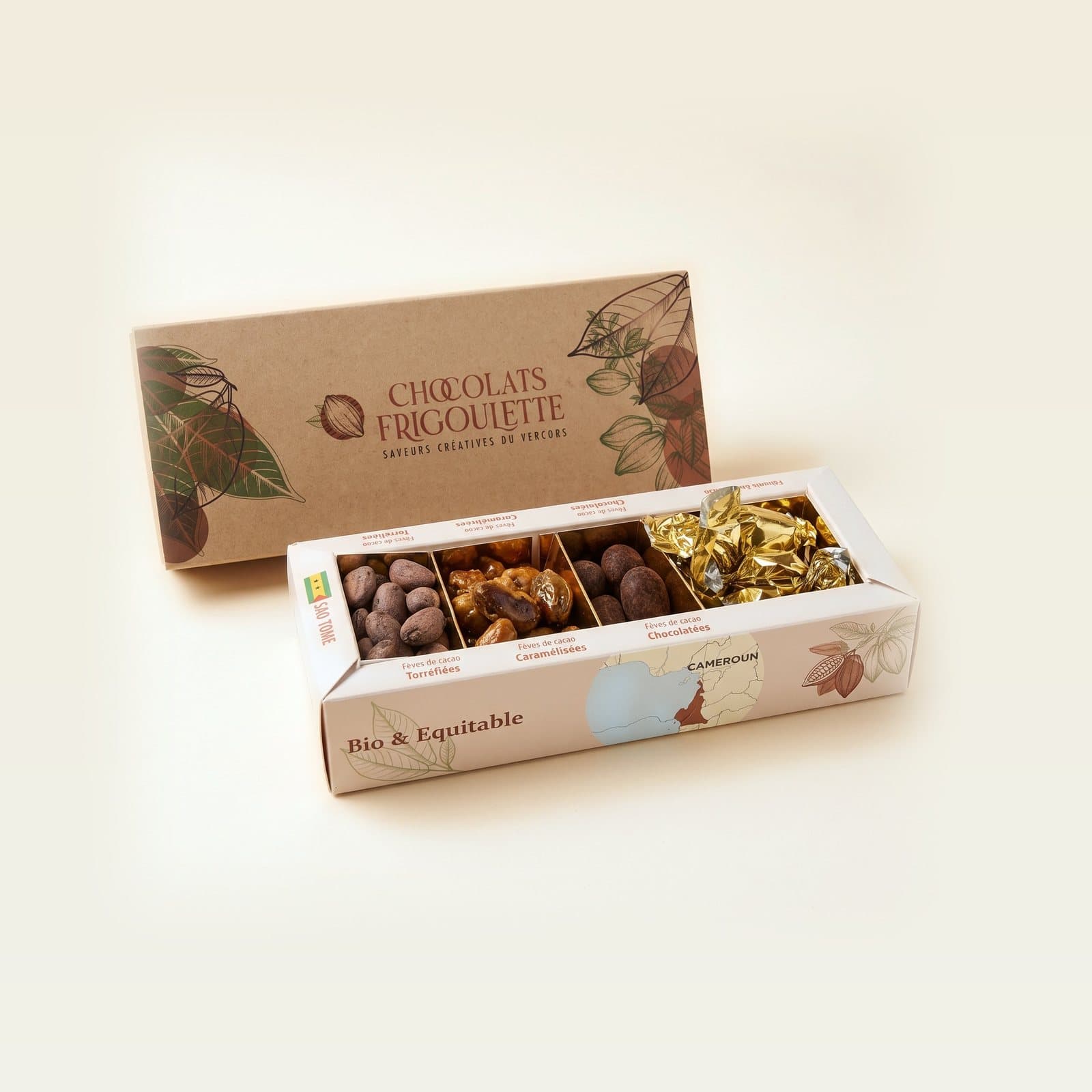 Coffret découverte des Fèves de Sao Tomé - Personnalisable, chocolats Frigoulette