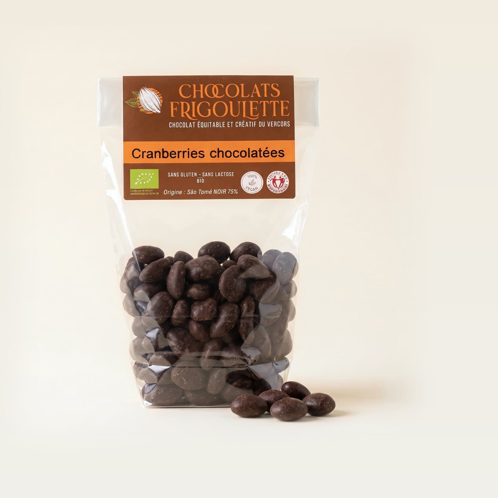 Cranberries chocolatées, chocolats Frigoulette