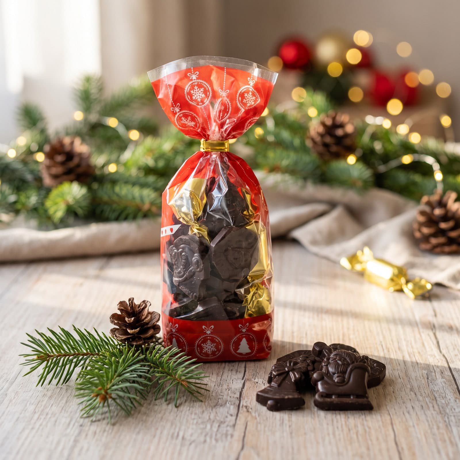 Le sachet du Père Noël Frigoulette, mis en scène
