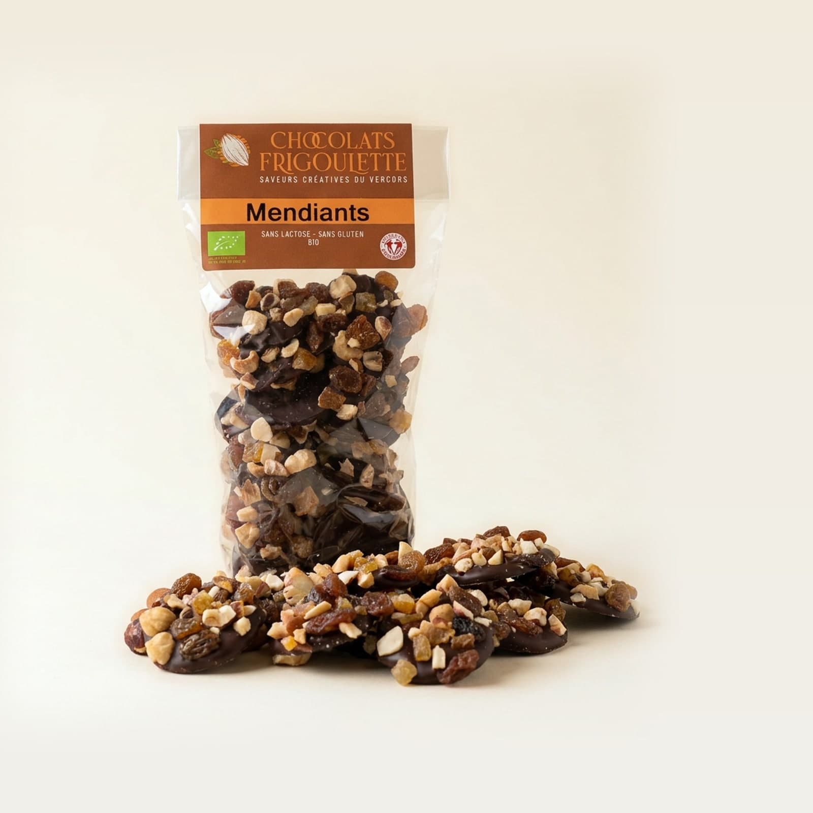 Mendiants aux fruits secs, chocolats Frigoulette