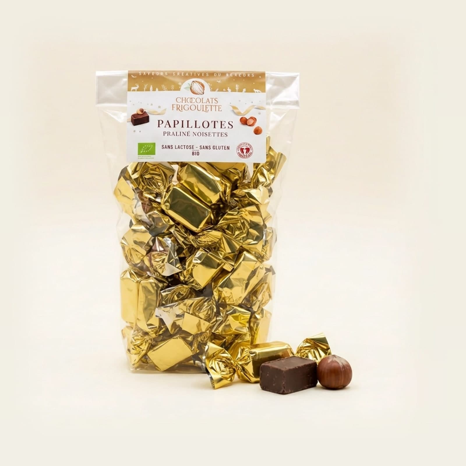 Papillotes au praliné de noisette - 250g, chocolats Frigoulette