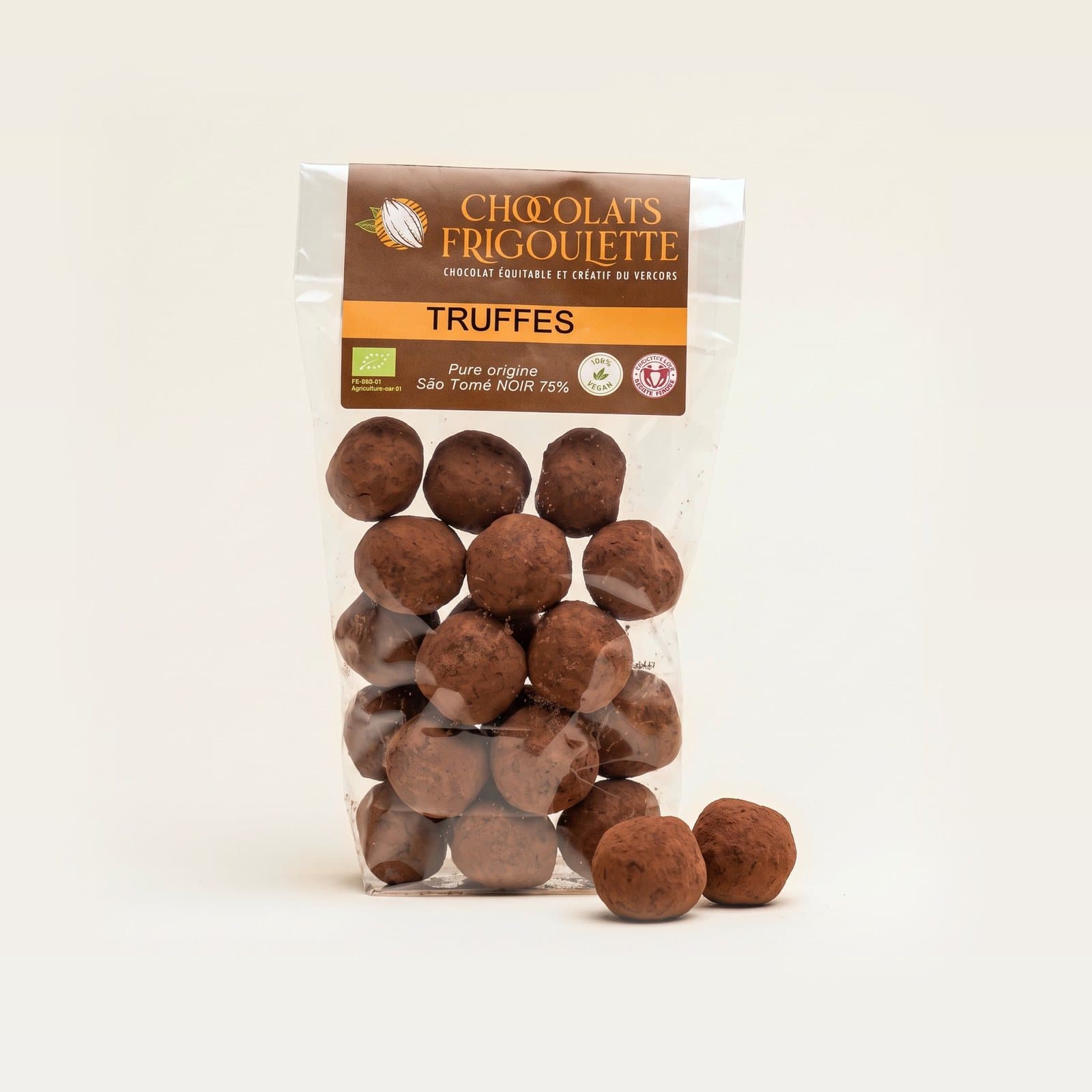 Truffes au praliné noisette, chocolats Frigoulette