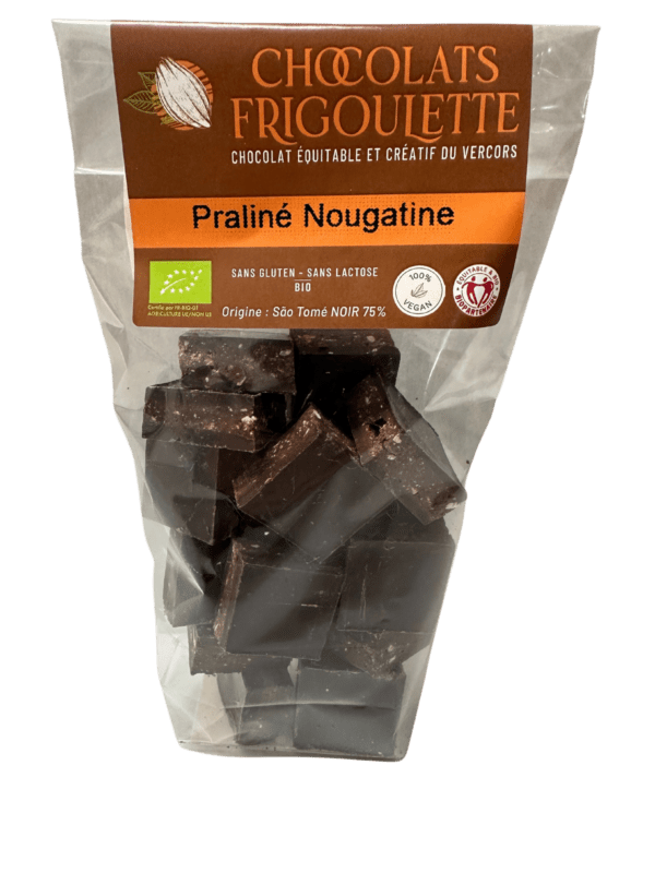chocolatier Drôme, Chocolats Frigoulette, chocolaterie bio et equitable, achat en ligne Drôme, praliné nougatine